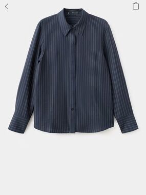 Mango Navy Pinstripe Button-Up Shirt